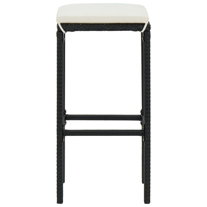 Kitchen stools with cushions 4 pcs synthetic rattan black