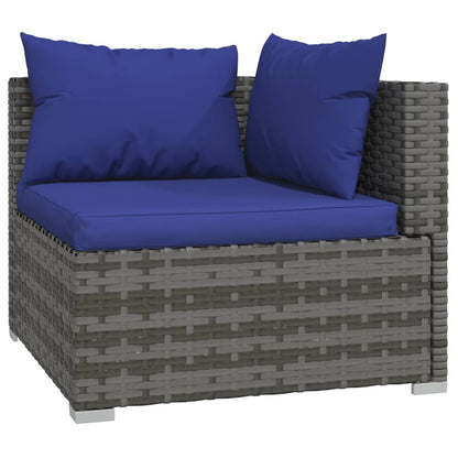 3-piece garden furniture set with cushions, synthetic rattan, grey