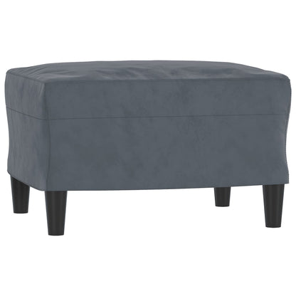 Sillón con taburete terciopelo gris oscuro 60 cm