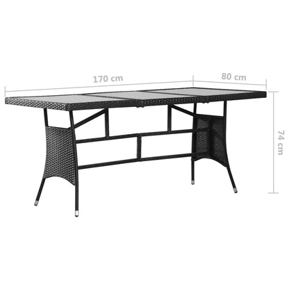 Black synthetic rattan garden table 170x80x74 cm