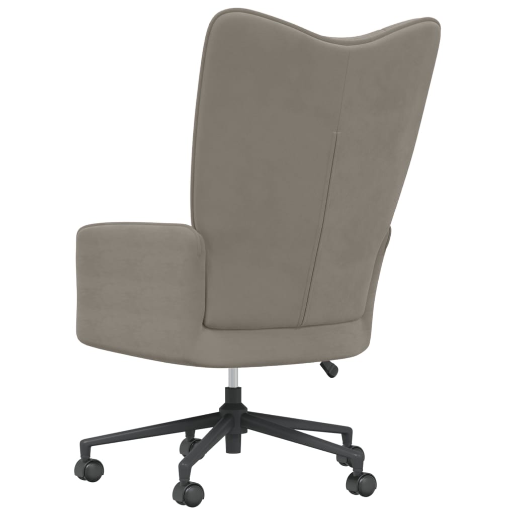 Sillón relajante de terciopelo gris con ruedas