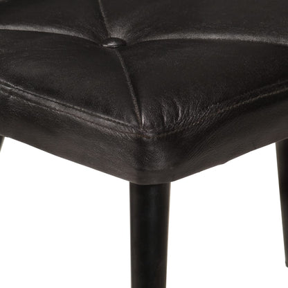 Sillón orejero con reposapiés cuero auténtico negro