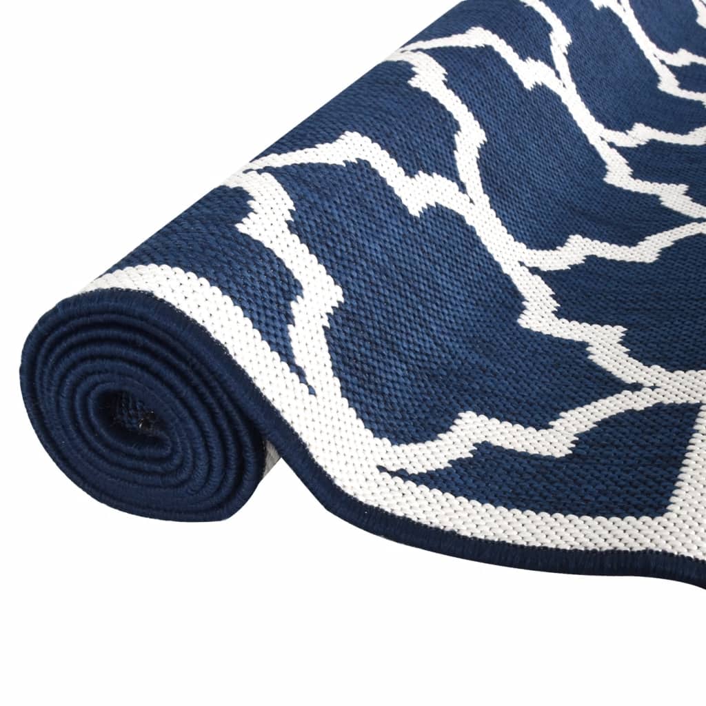 Navy blue and white reversible outdoor rug 80x150 cm