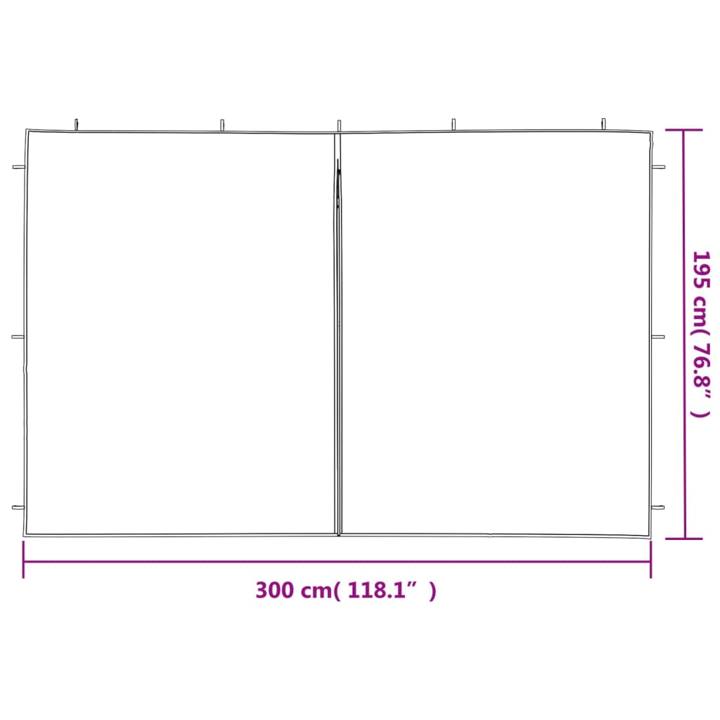 Party tent walls with zipper 2 pcs PE 