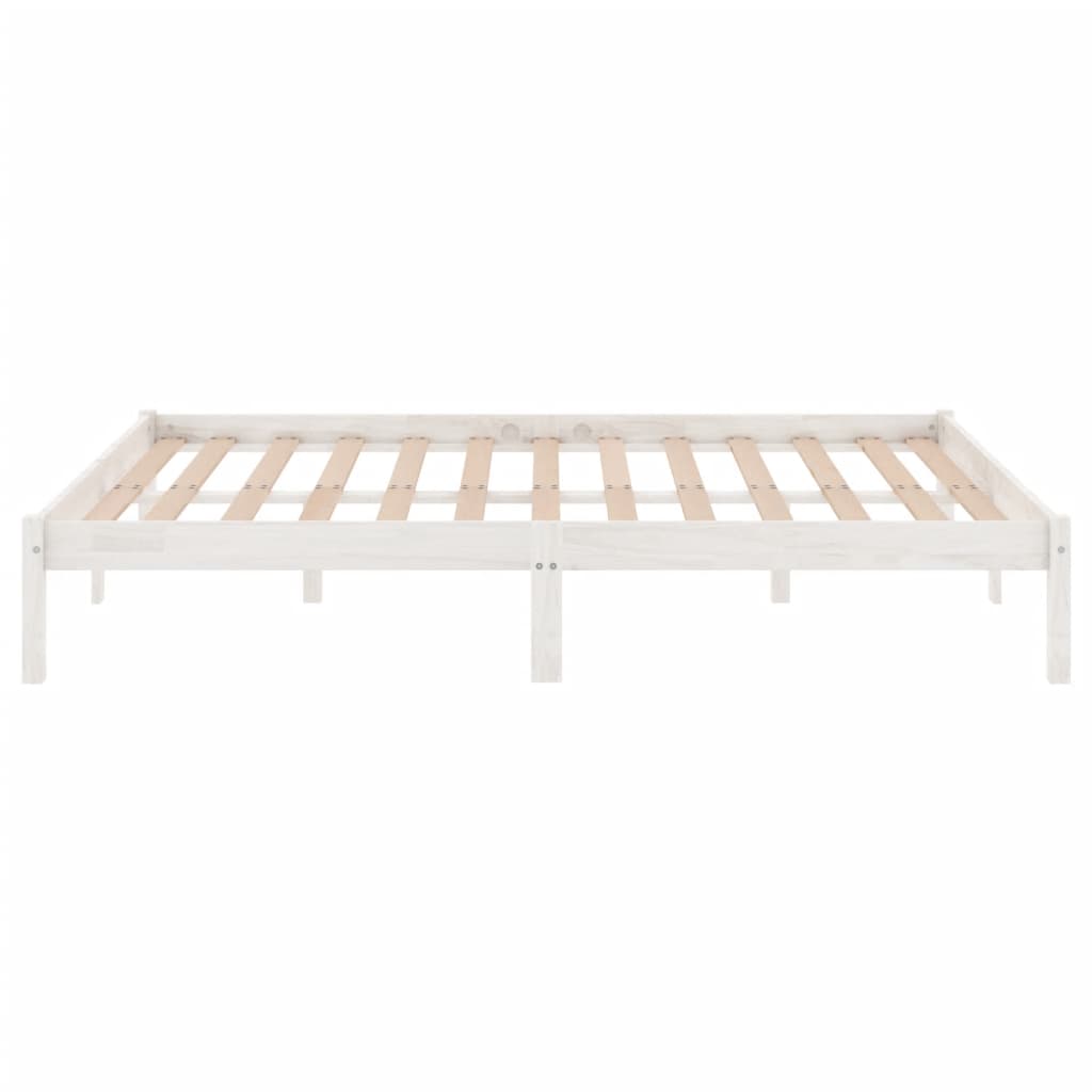 vidaXL Estructura de cama doble pequeña madera maciza blanca