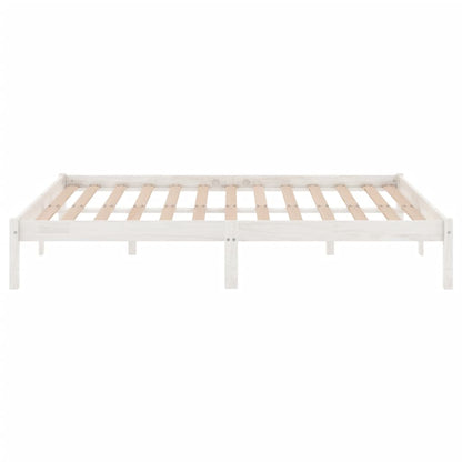 vidaXL Estructura de cama doble pequeña madera maciza blanca