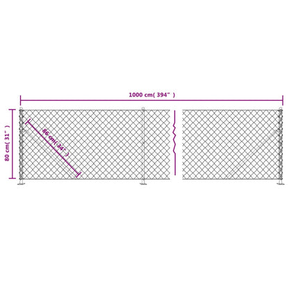 Wire fence with anthracite grey flange 0.8x10 m