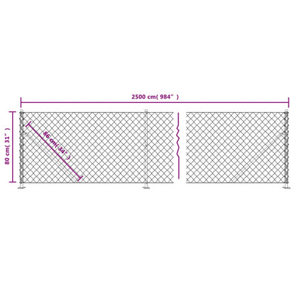 Wire fence with anthracite grey flange 0.8x25 m