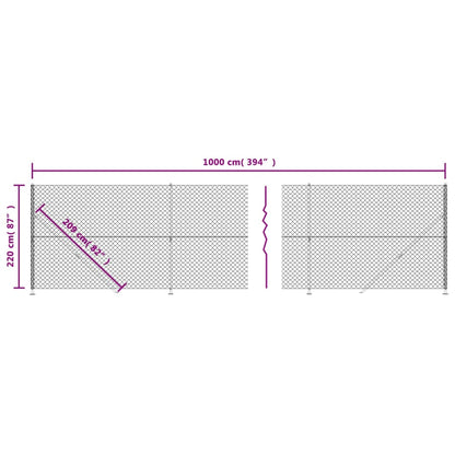 Wire fence with silver flange 2.2x10 m