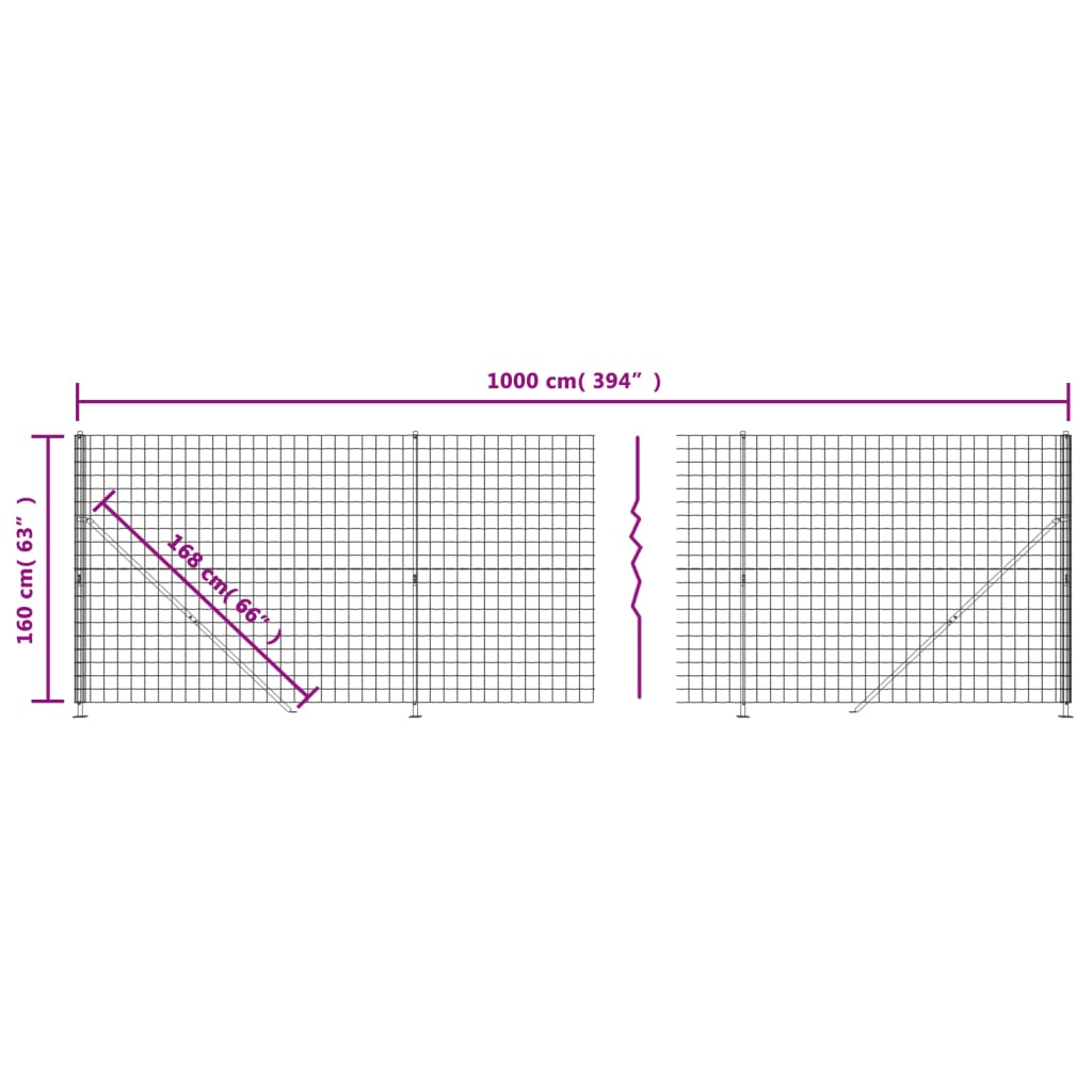 Wire fence with green flange 1.6x10 m