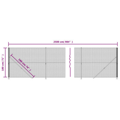 Wire fence with anthracite grey flange 1.8x25 m