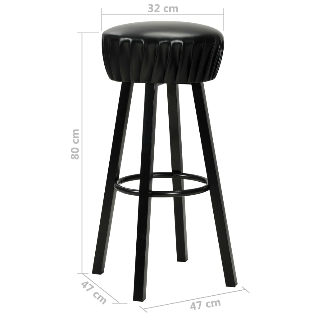 Kitchen stools 2 units black synthetic leather