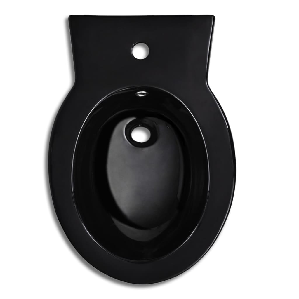 Black ceramic toilet and bidet