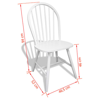 Dining chairs 6 units white solid rubber wood