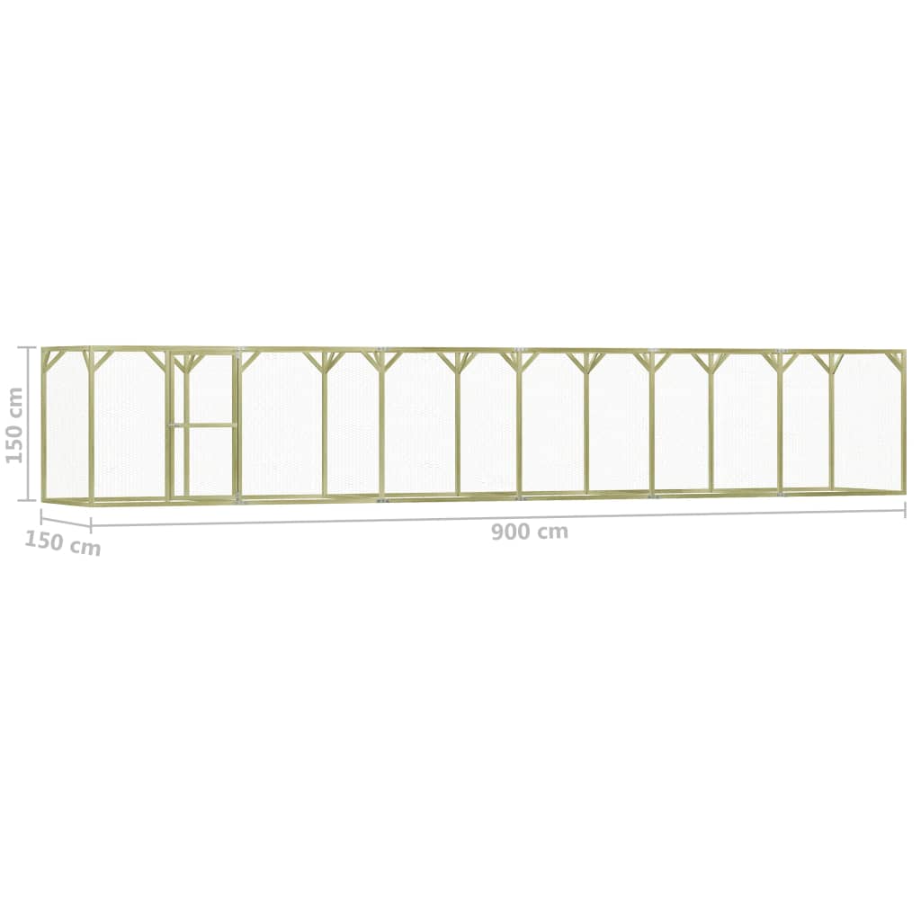 Impregnated pine wood chicken coop 1.5x9x1.5 m