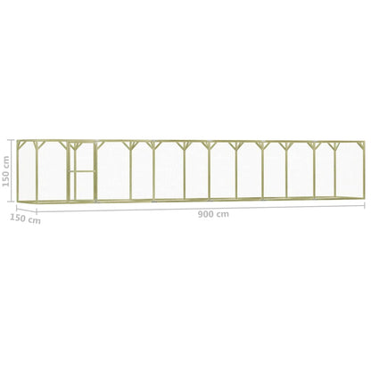 Impregnated pine wood chicken coop 1.5x9x1.5 m