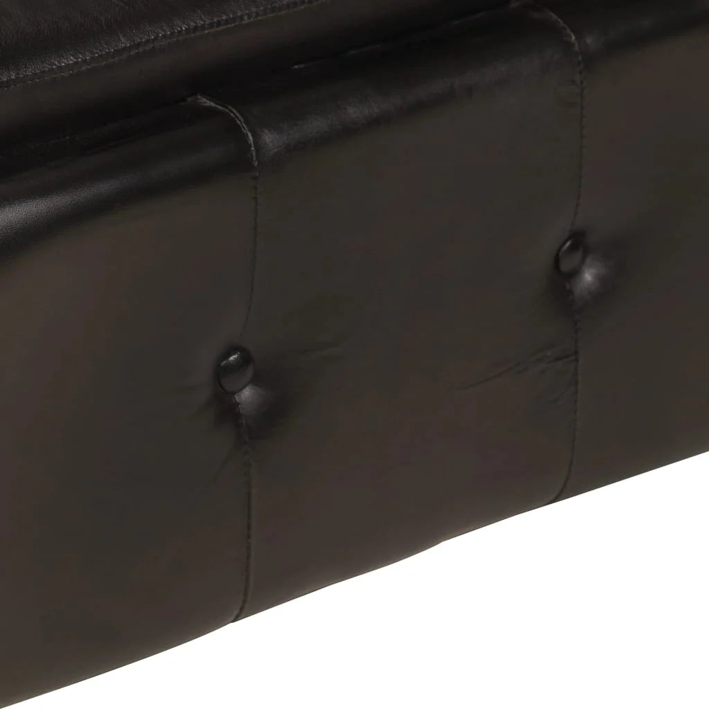 Sofá Chesterfield 2 plazas cuero auténtico marrón/negro