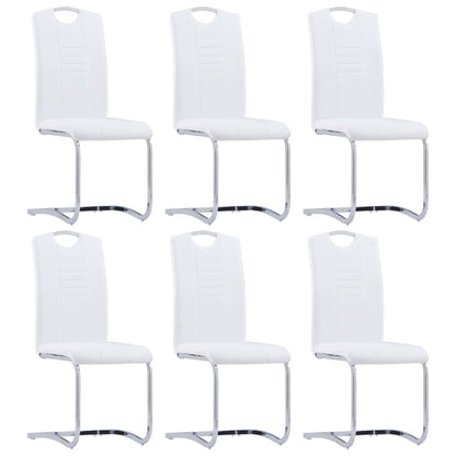 7-piece dining set in white faux leather