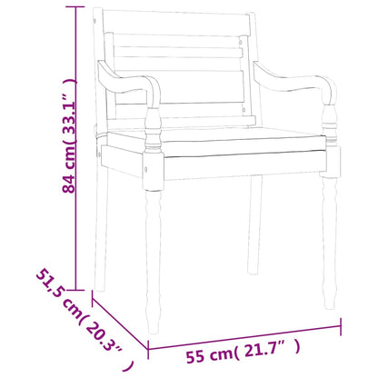 5-piece garden dining set with cushions made of solid teak wood