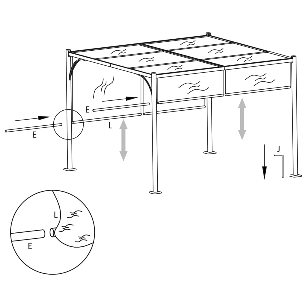 Garden pergola with retractable roof 3x3 m 