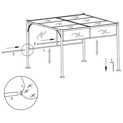 Garden pergola with retractable roof 3x3 m 