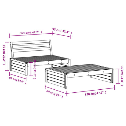 2-piece garden furniture set made of solid Douglas fir wood