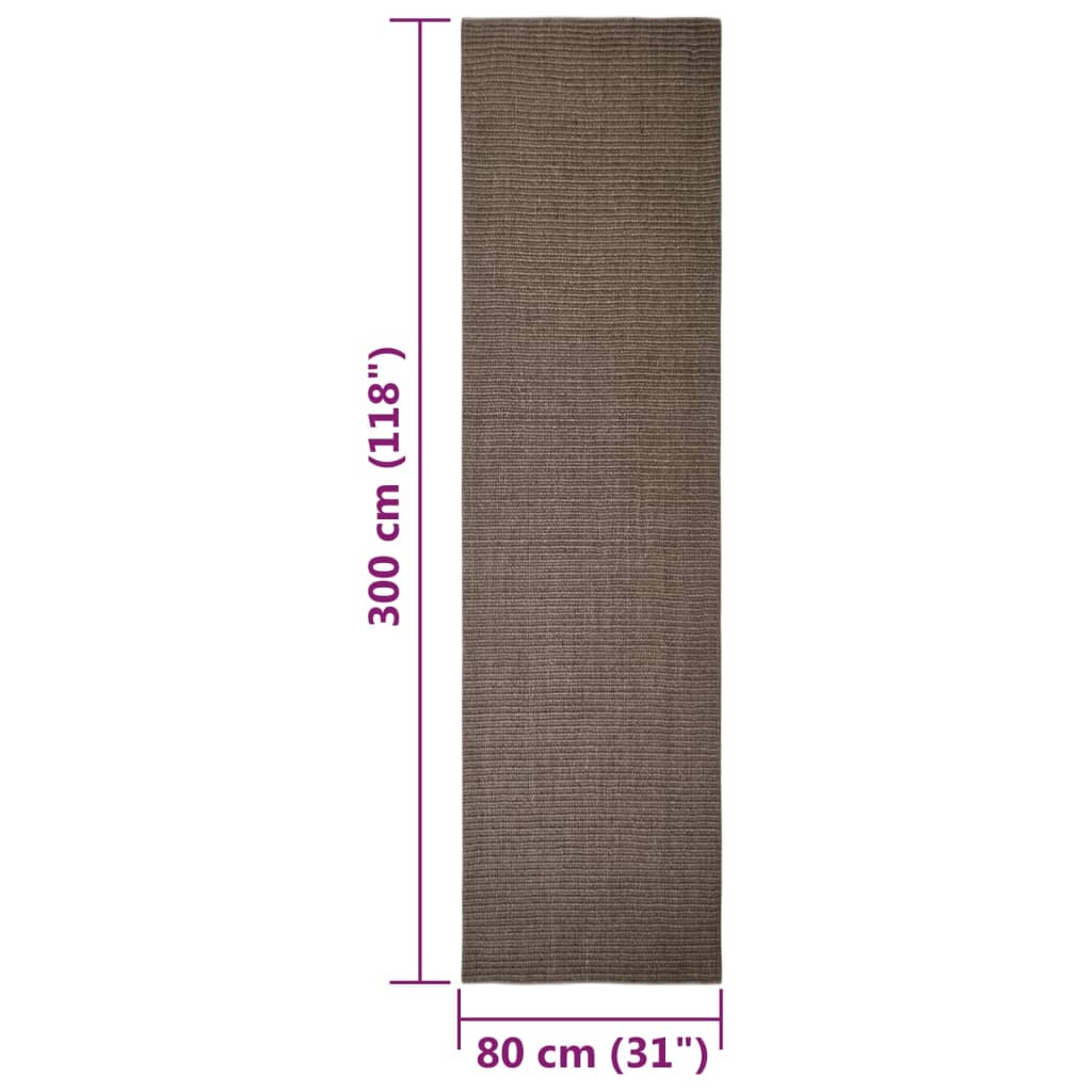 Brown sisal scratching mat 80x300 cm