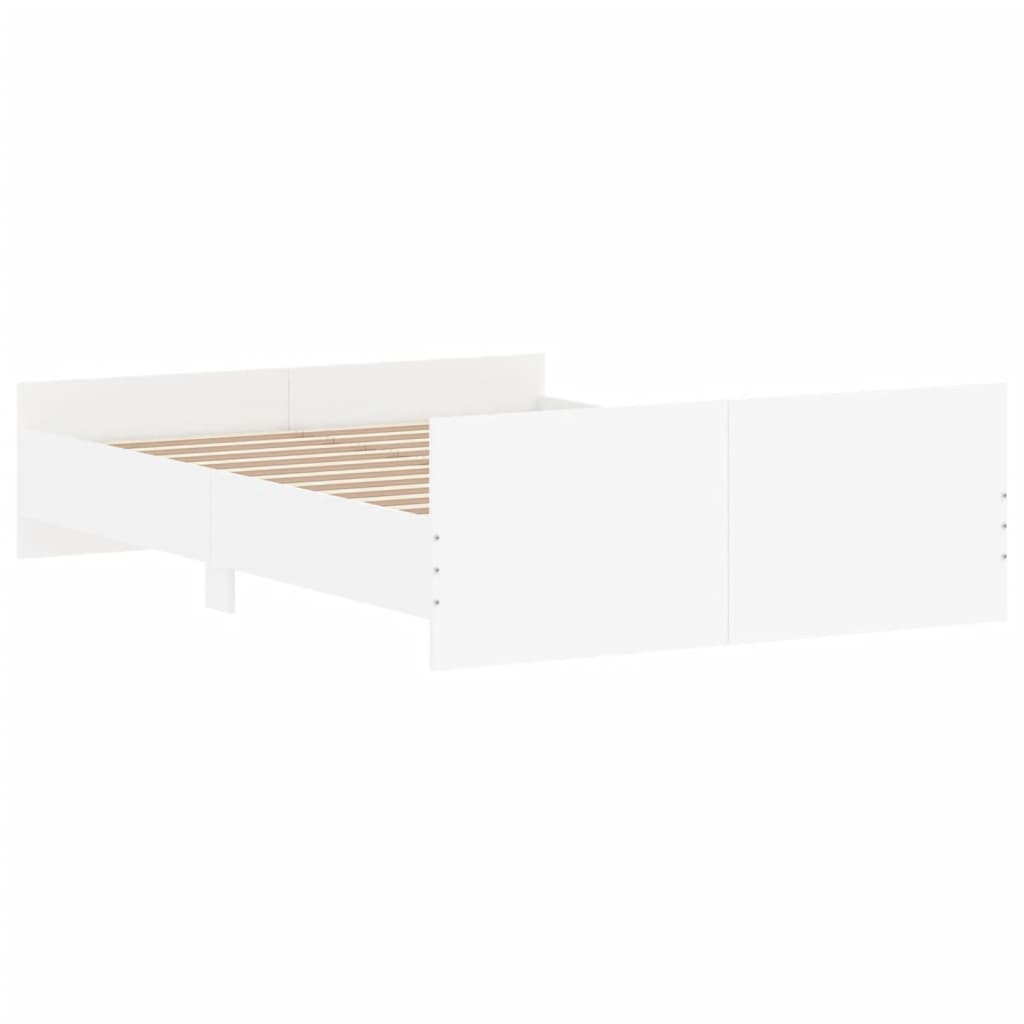 vidaXL Bed Frame with Headboard and Footboard White 135x190 cm 