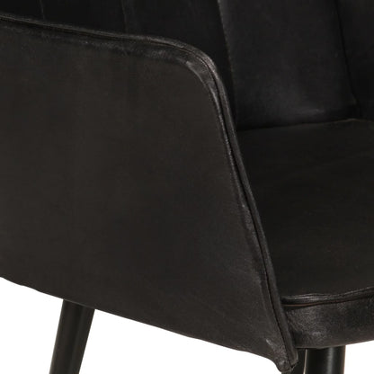 Sillón orejero con reposapiés cuero auténtico negro