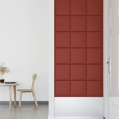 Paneles pared 12 uds cuero sintético rojo tinto 30x30 cm 1,08m²