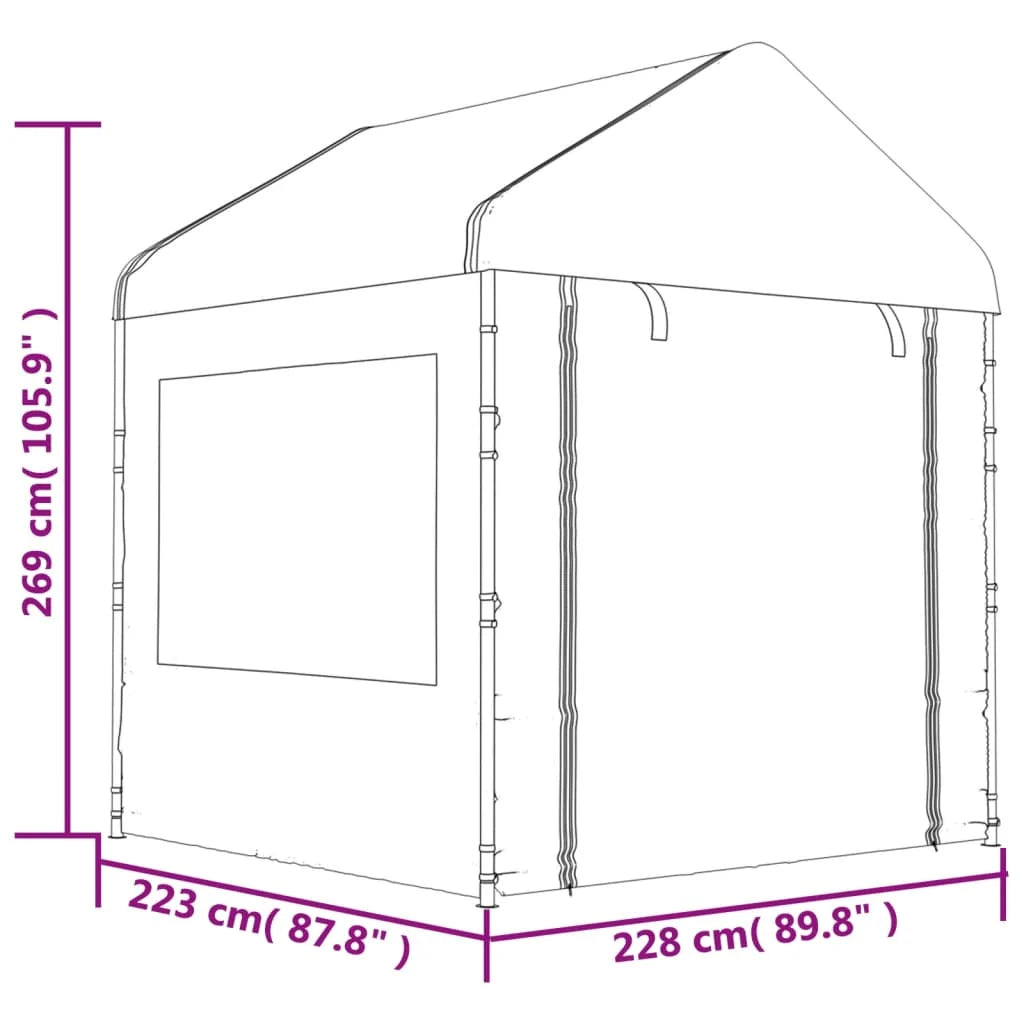 Gazebo tent with white polyethylene roof 