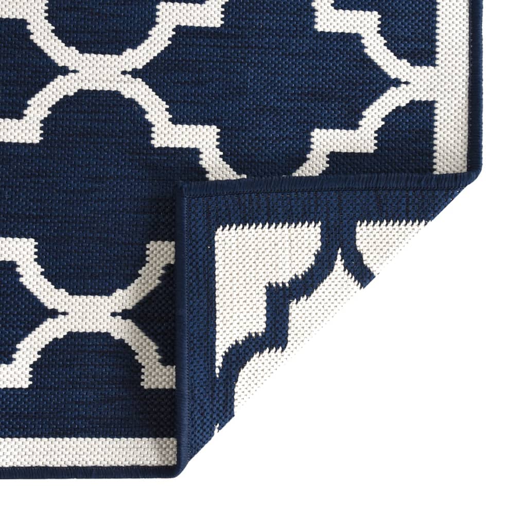 Navy blue and white reversible outdoor rug 80x150 cm