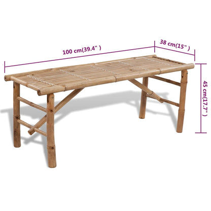 Mesa de bambú plegable 2 bancos 100 cm para jardín