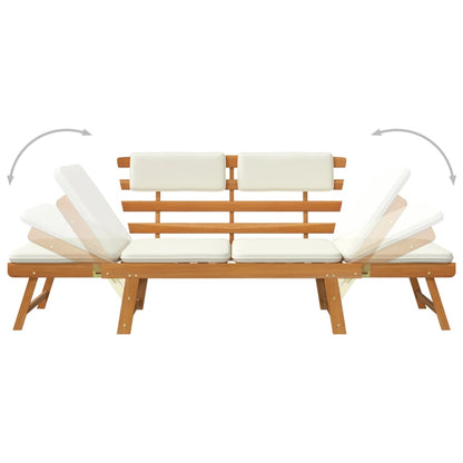 Garden bench with cushions 2 in 1 190 cm solid acacia wood