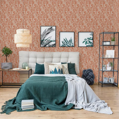 DUTCH WALLCOVERINGS Mae orange and beige wallpaper