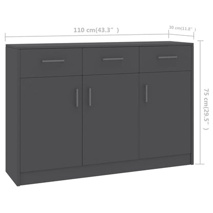 Grey plywood sideboard 110x30x75 cm