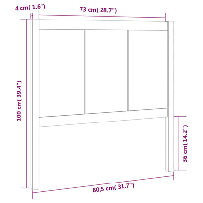 Solid white pine wood headboard 80.5x4x100 cm