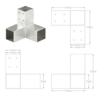 4 Conectores uniones de postes en forma de L/T/Y/X metal galvanizado