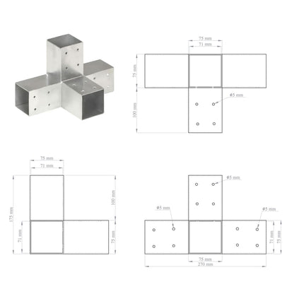 4 Conectores uniones de postes en forma de L/T/Y/X metal galvanizado