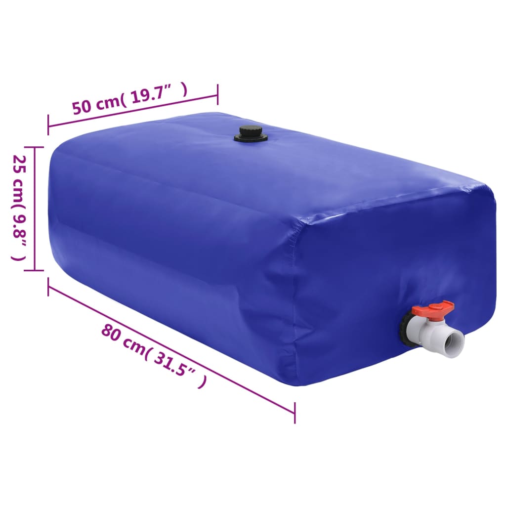 vidaXL Collapsible Water Tank with Tap PVC 100L 