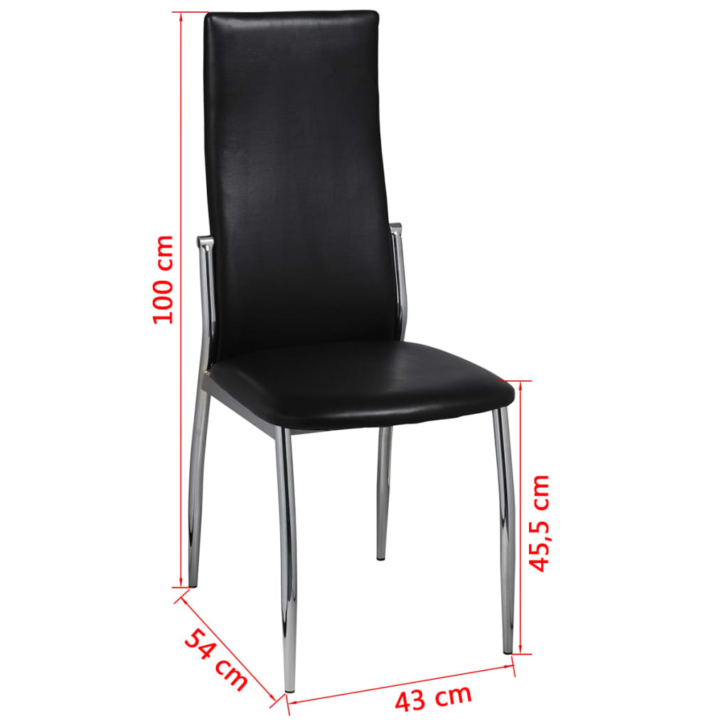 Dining room chairs 6 units black synthetic leather