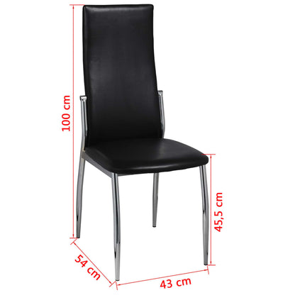 Dining room chairs 6 units black synthetic leather