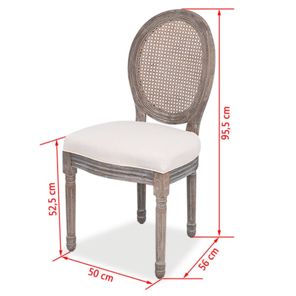 Dining room chairs, 4 units, cream-colored fabric