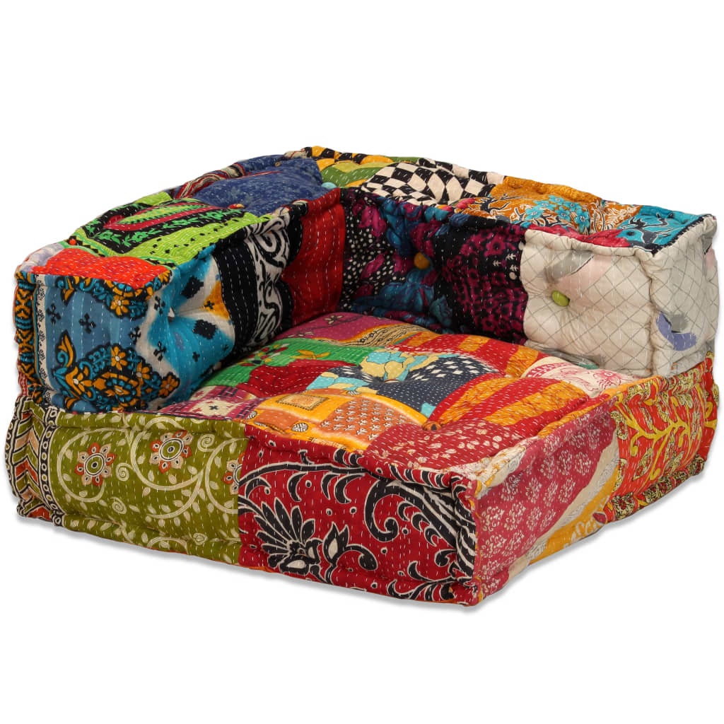 Modular 4-seater pouf in patchwork fabric