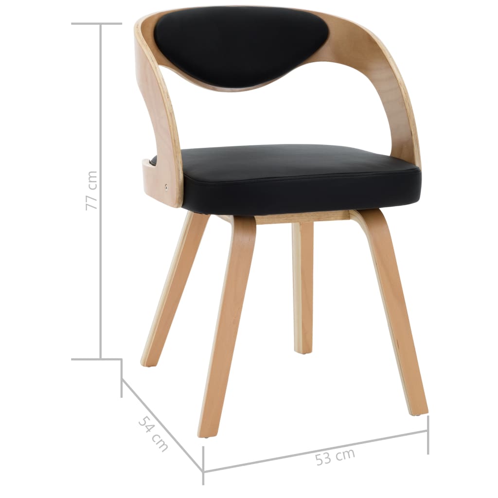 Sillas de comedor 4 uds madera curvada cuero sintético negro