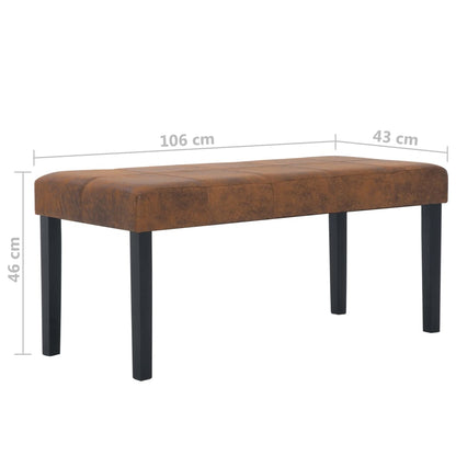 Faux Suede Bench 106cm Brown