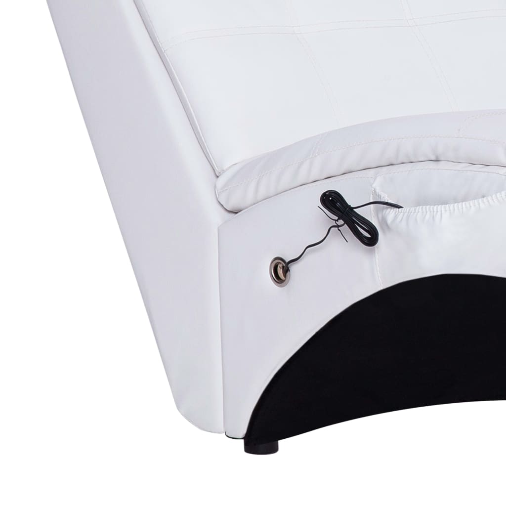 Massage couch with white faux leather pillow