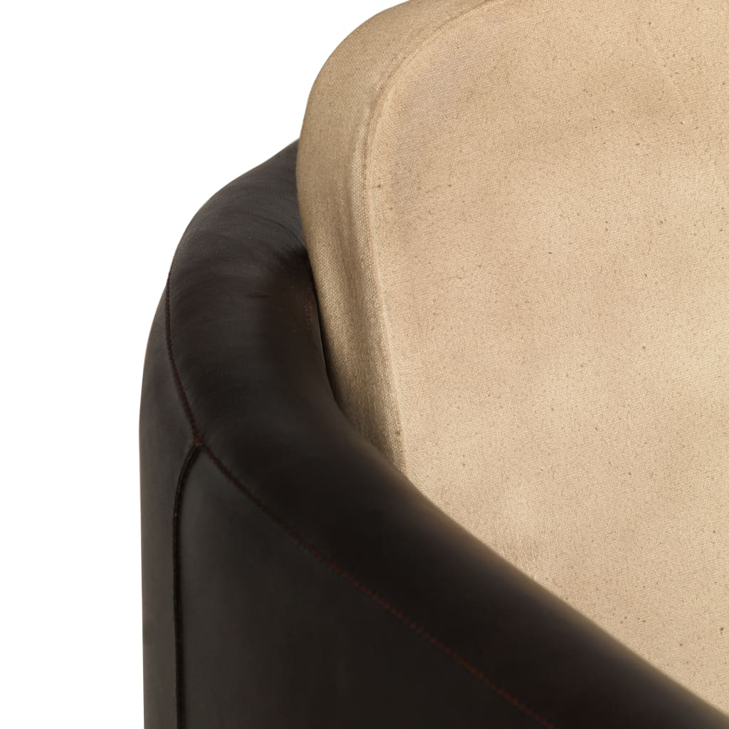 Sillón de cuero auténtico marrón canela y negro