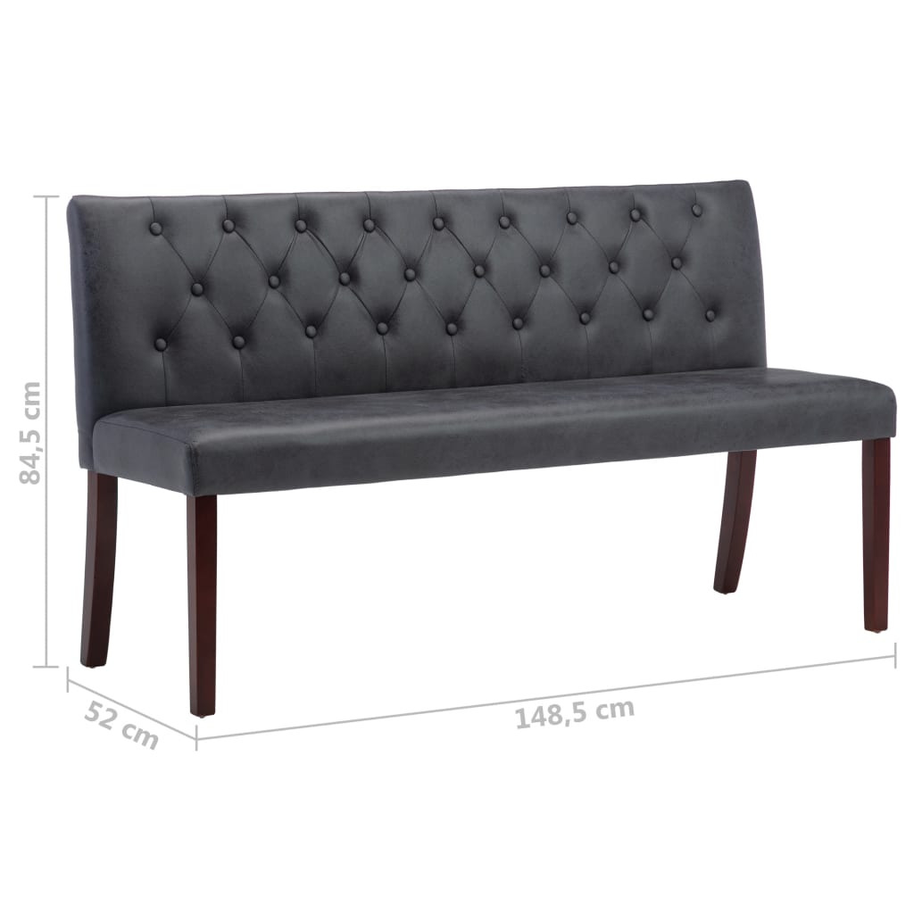 Faux Suede Bench Grey 148.5cm