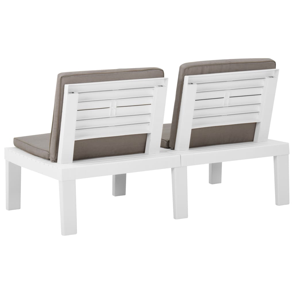 Garden benches with cushions 2 units white plastic